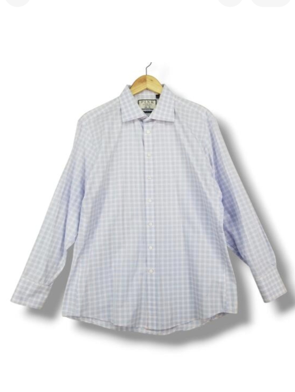 Thomas Pink The‎ Sterling Button Up Dress Shirt 17-35 Blue Pink White Plaid